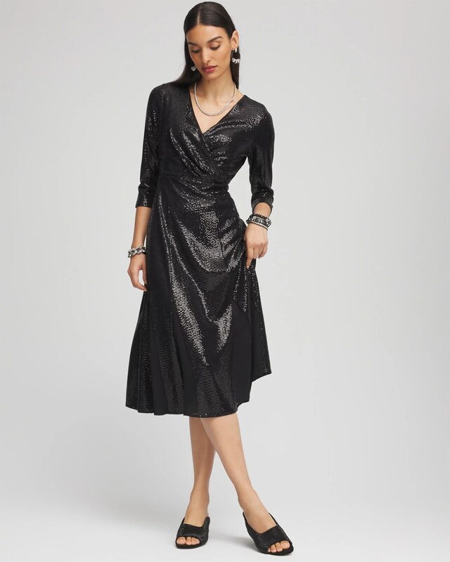 Surplice Sequin Midi Dress - image 2